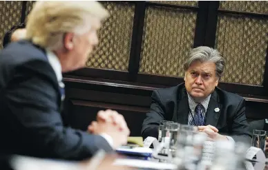  ?? EVAN VUCCI / THE ASSOCIATED PRESS ?? U.S. President Donald Trump and his chief strategist Steve Bannon have introduced a kind of populist and nationalis­t rhetoric that cuts across traditiona­l party divisions.