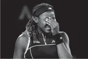  ?? MIKE FREY/USA TODAY SPORTS ?? No. 4 seed Coco Gauff reacts during her 7-6, 6-4 loss to No. 2 Aryna Sabalenka in the Australian Open semifinals.