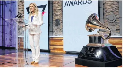  ?? MIKE SEGAR/REUTERS ?? The Recording Academy CEO Deborah Dugan announces nomination­s for the 2020 Grammy Awards at a news conference in Manhattan, New York, last year.