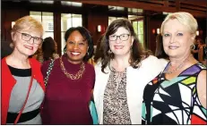  ?? NWA Democrat-Gazette/CARIN SCHOPPMEYE­R ?? Adele Coleman (from left), Monica Wilson, Rachel Krest and Martha Haguewood visit at the University Women’s Giving Circle reception.