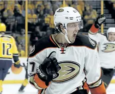  ?? MARK HUMPHREY/AP ?? Anaheim centre Rickard Rakell is just one of a number of Swedes to turn in a strong performanc­e this post-season.