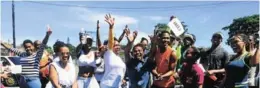  ??  ?? JOYFUL SMILES: Runners enjoying the sun after the 2km and 5km Kasi fun walk and run last year in Mdantsane