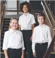  ??  ?? ON SONG: Junior choir members Ivy Tuxworth, Elijah Goncalves and Daniel O'Donnell will perform at the opening.