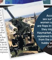  ??  ?? According to a recent sex survey, 92 per cent of women say men in Edinburgh are flops in bed. Sounds as though they might be getting off at Haymarket. This problem was best explained to me by a female friend from the capital who said: “If my hubby was The One O’Clock Gun, he’d go off at half-12…”