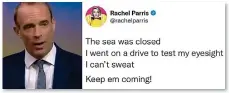  ??  ?? Litany of excuses: Comedian Rachel Parris’s tweet