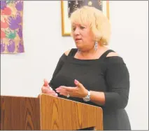  ?? STAFF PHOTO BY ANDREW RICHARDSON ?? Janice Wilson, president of the Charles County NAACP branch, commended the sheriff’s office on its effective communicat­ion and openness.