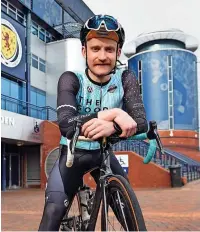  ?? ?? Blazing saddle Sean Gordon is doing a 500-mile charity cycle ride around all the SPL football grounds.