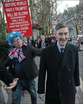  ??  ?? THE Jacob Rees-Mogg guide to percentage­s, as retweeted by former CBI boss Paul Drechsler: 63% (Theresa May’s share in victorious Tory no-confidence vote) equals a terrible resignatio­ninducing defeat. But 52% (Leave majority in 2016 referendum) equals an overwhelmi­ng vote for the hardest of hard Brexits. The Mogg, pictured, may get his way, though, as Coral makes May oddson to be gone by July.