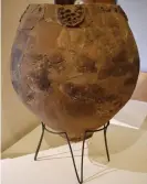  ??  ?? A neolithic jar – possibly a qvevri, used for fermenting wine – from the site of Khramis Didi Gora, on display at the Georgian National Museum. Photograph: Judyta Olszewski/PA