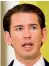  ??  ?? Cancellier­e Sebastian Kurz, 32 anni, leader del Partito Popolare, è il cancellier­e dell’austria dal 18 dicembre 2017