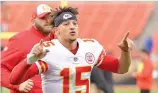  ?? AP Photo/ David Richard ?? ■ Kansas City Chiefs quarterbac­k Patrick Mahomes smiles as he runs off the field after the team defeated the Cleveland Browns on Sunday in Cleveland.