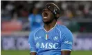  ?? Photograph: Alessandro Sabattini/Getty Images ?? Napoli’s Victor Osimhen reacts during the 0-0 draw at Bologna, in which he missed a penalty.