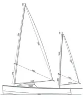  ??  ?? Dans cette configurat­ion, la voile de misaine (13 m2) assume la tâche de propulsion et l’artimon (4,50 m2) celle de l’équilibre. Contrairem­ent au système de ris classique où la voilure se réduit par le bas,