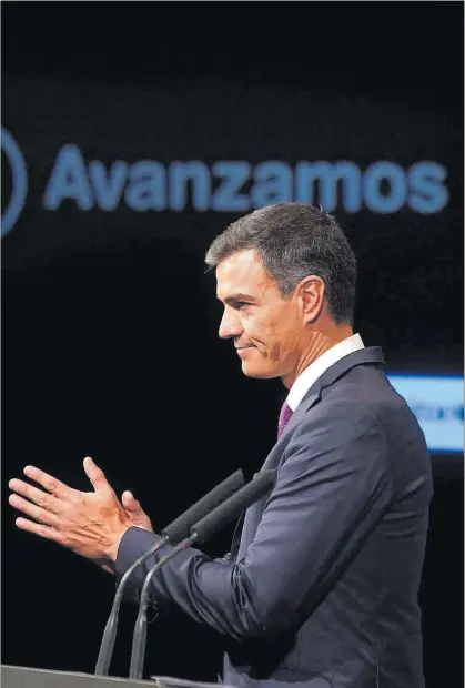  ?? JOSÉ LUIS ROCA ?? El president del Govern, Pedro Sánchez, en el projecte #Avanzamos, ahir a Madrid.
