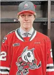  ?? NIAGARA ICEDOGS ?? Andrew Vermeulen, 15, of Selkirk, Ont., toured Niagara IceDogs facilities and tried on a jersey after being selected in the fourth round of the Ontario Hockey League draft.