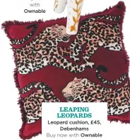  ??  ?? LEAPING leopards Leopard cushion, £45, Debenhams Buy now with Ownable