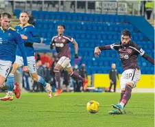  ?? ?? Josh Ginnelly equalises for Hearts.