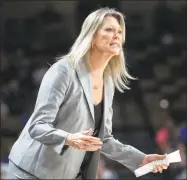  ?? Willie J. Allen Jr. / Associated Press ?? Central Florida coach Katie Abrahamson-Henderson yells at her players during the first half of a game against UConn in Orlando, Fla., in January.