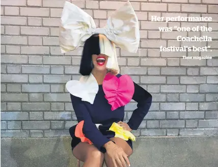  ??  ?? Sia is performing one concert only in Auckland in December.