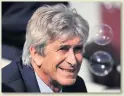  ??  ?? HAMMER TIME Delighted West Ham boss Manuel Pellegrini