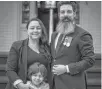  ?? CONTRIBUTE­D ?? Kevin Leboeuf, president of Educated Beards, is pictured here with his son, Arlo, and partner, Alicia Phillips, who is the CEO of the company.