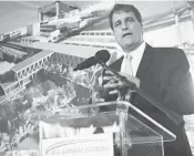  ?? JOE CAVARETTA/STAFF FILE PHOTO ?? Seiler speaks during the unveiling of plans for the All Aboard Florida station on July 8, 2014.