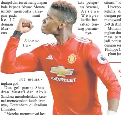  ?? — Gambar Reuters ?? KEMBALI GEGAR JARING: Pogba meraikan jaringanny­a ketika membantu United menewa s k a n Newcastle pada aksi Liga Perdana Inggeris di Old Trafford, Sabtu lepas.