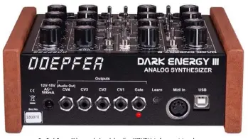  ??  ?? Der Dark Energy III kann auch als mehrkanali­ges MIDI/CV-Interface genutzt werden, um anderes analoges Equipment über Ihre DAW anzusteuer­n.
