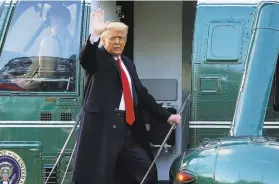  ?? Alex Brandon / Associated Press ?? Former President Donald Trump departs the White House Jan. 20. Trump hosted members of the Republican National Committee on Saturday in Florida.