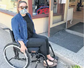  ?? CONTRIBUTE­D ?? Lisa Walters, 31, visited the pedestrian mall on Water Street in downtown St. John’s earlier this week, but was disappoint­ed to see so many businesses are still not wheelchair accessible.