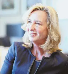  ?? STAFF FILE PHOTO BY NANCY LANE; STAFF PHOTO, BELOW, BY ANGELA ROWLINGS ?? `WE HAVE HIGH STANDARDS': Babson College President Kerry Healey promises, in a statement, a full investigat­ion into the incident at Wellesley College involving two Babson students.