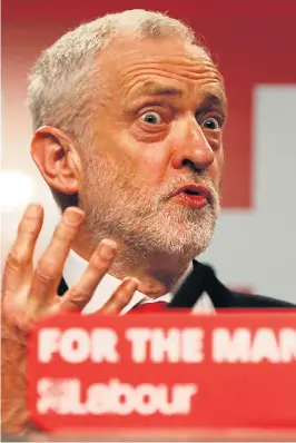  ??  ?? Jeremy Corbyn at yesterday’s Labour campaign launch in Manchester