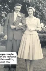  ??  ?? Happy couple John and Margaret on their wedding day and now