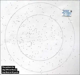  ??  ?? The pattern for 28g Official Rossa Imp Mod at 40 yards