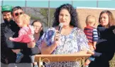  ?? ASSOCIATED PRESS ?? Annette Torres, a single mother, talks about her struggles paying for child care during a news conference in Albuquerqu­e on Wednesday.