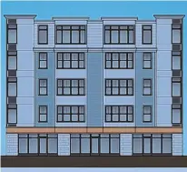  ?? ARTIST RENDERING COURTESY OF VERN WOODWORTH ?? THREE INTO ONE: Developers are proposing that three Dorchester parcels be combined to accommodat­e a five-story, 20-apartment building with three retail spaces.