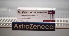  ?? EPA PIC ?? A box of Covid-19 vaccine developed by AstraZenec­a is displayed in storage inside a pharmaceut­ical refrigerat­or in Nonthaburi province, Thailand, yesterday.