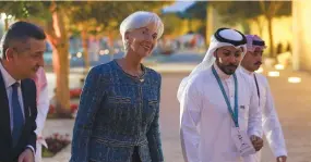  ?? (Ahmed Yosri/Reuters) ?? EUROPEAN CENTRAL BANK President Christine Lagarde arrives for a welcome dinner at Saudi Arabia’s Murabba Palace during the G20 meeting of finance ministers and central bank governors in Riyadh on Saturday.