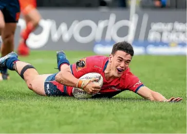  ?? GETTY IMAGES ?? Tasman fullback Will Jordan in familiar tryscoring mode against Auckland in this year’s eighth-round clash.