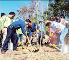  ?? MOE ?? Officials from the environmen­t and foreign ministries as well as the Indian embassy plant trees at Kulen National Park to celebrate the 70th anniversar­y of diplomatic relations, on January 30.