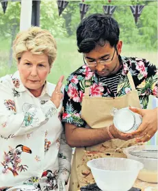  ??  ?? Burnt offerings: Rahul, with Sandi Toksvig, left, singed his Danish pastry