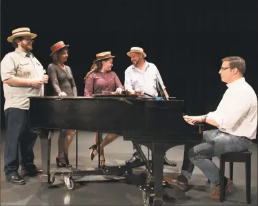  ?? Mandi Martin / Contribute­d photos ?? The cast of “The Irish ... and How They Got That Way,” rehearse at the Warner Theatre in Torrington. From left are Josh Newey, Susan Kulp, Lyn Nagel, Bret Bisaillon and music director John Dressel.