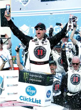  ?? THE ASSOCIATED PRESS ?? Kevin Harvick celebrates after winning a NASCAR Cup Series race Sunday in Avondale, Ariz.