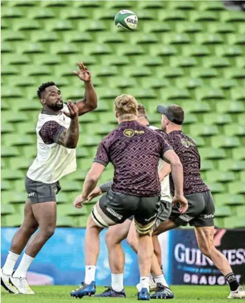  ?? /BRENDAN MORAN / SPORTSFILE ?? Siya Kolisi during the South Africa captain’s run at the Aviva Stadium in Dublin.