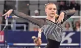  ?? TONY GUTIERREZ/AP ?? Jade Carey competes in the floor exercise during the U.S. Gymnastics Championsh­ips in Fort Worth, Texas.