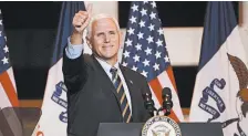  ?? NATI HARNIK/AP ?? Under the Constituti­on, Mike Pence would be first to succeed Donald Trump if the president were to die while in office.