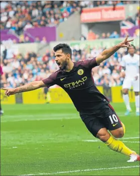  ?? FOTO: GETTY ?? Agüero fue el gran protagonis­ta El ‘Kun’ anotó un doblete ante el Swansea