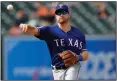 ?? (AP file photo) ?? Former Arkansas Razorback Logan Forsythe, shown playing last season for the Texas Rangers, was in the Miami Marlins’ starting lineup Tuesday as their desingated hitter.