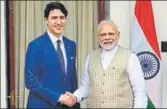  ?? AFP FILE ?? Canadian Prime Minister Justin Trudeau (left) and Indian Prime Minister Narendra Modi in New Delhi in February.