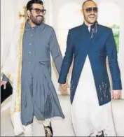  ?? PHOTO: INSTAGRAM/SHATANUNIK­HIL ?? Hotelier Keshav Suri and his partner Cyril Feuilleboi­s in Shantanu &amp; Nikhil outfit for their wedding in Paris